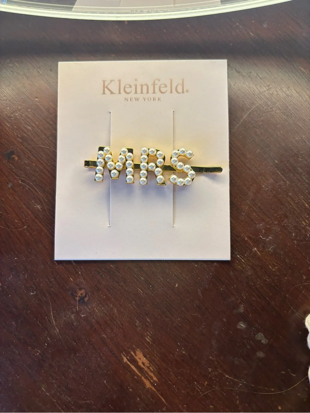 Gold 'MRS' Pearl Hair Clip